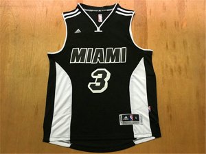 Maillot De Basket Miami Heat Dwyane Wade 3 Tissus Sportif Fans Edition Noir Blanc Edge